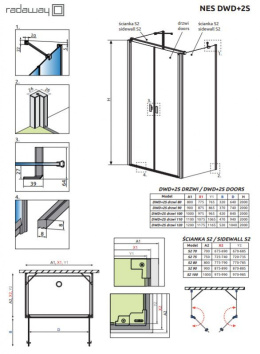 Radaway Nes DWD+2S drzwi prysznicowe 120 cm chrom/szkło przezroczyste 10035120-01-01