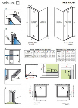 Radaway Nes KDJ B drzwi prysznicowe 100 cm lewe chrom/szkło przezroczyste 10025100-01-01L