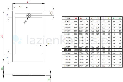 Radaway Teos F brodzik 130x90 cm prostokątny konglomeratowy czarny HTF13090-54