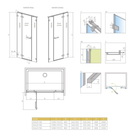 Wpisz KOD: PROMO - 10% Radaway Arta KDJ II drzwi prysznicowe 82 cm prawe chrom+/szkło przezroczyste 386457-03-01R