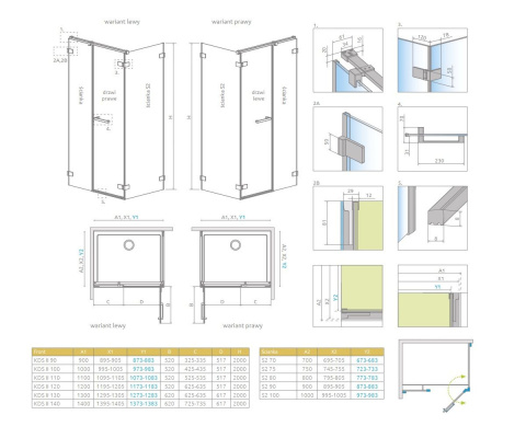 Wpisz KOD: PROMO - 10% Radaway Arta KDS II drzwi prysznicowe 52,8 cm lewe do ścianki chrom+/szkło przezroczyste 386521-03-01L