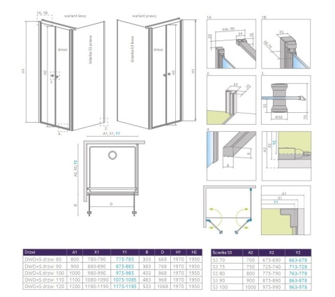 Wpisz KOD: PROMO - 10% Radaway Eos DWD+S drzwi prysznicowe 120 cm chrom/szkło przezroczyste 13799494-01
