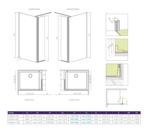 Wpisz KOD: PROMO - 10% Radaway Eos Walk-In ścianka prysznicowa 80 cm lewa chrom/szkło przezroczyste 13799500-01L