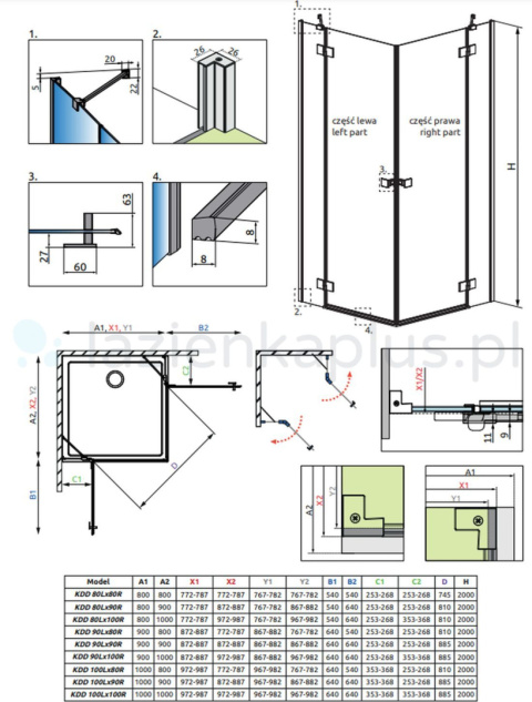 Wpisz KOD: PROMO - 10% Radaway Essenza New Black KDD drzwi prysznicowe 80 cm prawe czarny mat/szkło przezroczyste 1385061-54-01R
