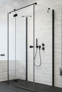 Wpisz KOD: PROMO - 10% Radaway Essenza New Black KDJ+S drzwi prysznicowe 90 cm lewe czarny mat/szkło przezroczyste 385020-54-01L