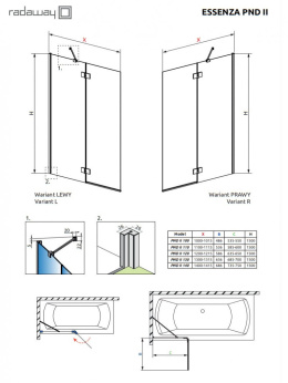 Wpisz KOD: PROMO - 10% Radaway Essenza New Black PND II parawan nawannowy 120 cm lewy czarny mat/szkło przezroczyste 110002120-54-01L