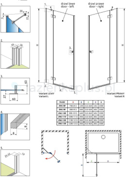 Wpisz KOD: PROMO - 10% Radaway Essenza New DWJ drzwi prysznicowe 80 cm lewe chrom/szkło przezroczyste 1385012-01-01L