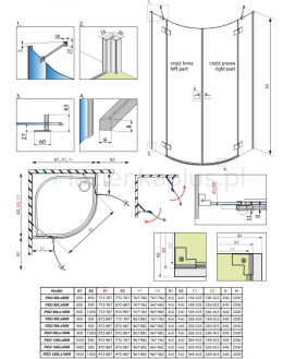 Wpisz KOD: PROMO - 10% Radaway Essenza New PDD kabina prysznicowa część prawa 90x90 cm półokrągła 1385001-01-01R