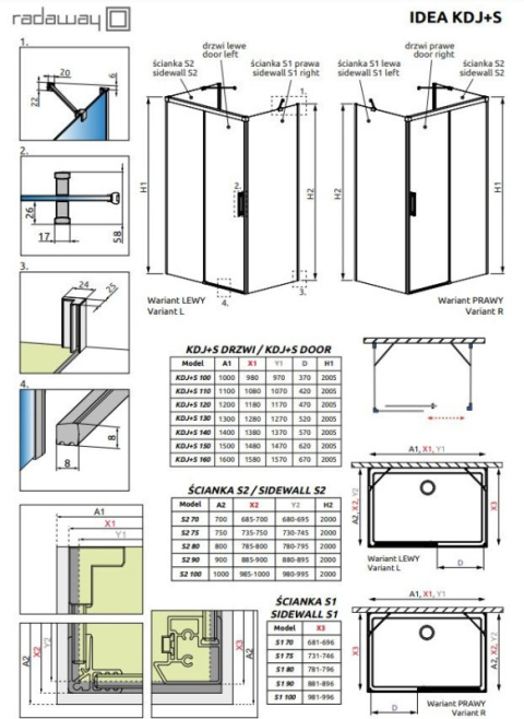 Radaway Euphoria Walk-In ścianka 110 cm frontowa W1V chrom/szkło przezroczyste 383113-01-01
