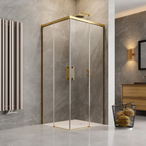 Wpisz KOD: PROMO - 10% Radaway Idea Gold KDD kabina prysznicowa część lewa 90x90 cm kwadratowa złoty połysk/szkło przezroczyste 387060-09-01L