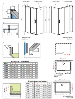 Wpisz KOD: PROMO - 10% Radaway Idea PDD komplet ścianek 80Lx100P cm chrom połysk/szkło przezroczyste 387152-01-01