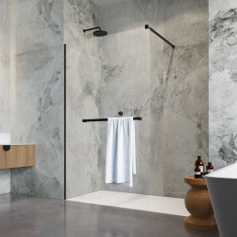 Wpisz KOD: PROMO - 10% Radaway Modo New Black II Walk-In ścianka prysznicowa 100 cm z wieszakiem czarny mat/szkło przezroczyste 389104-54-01W