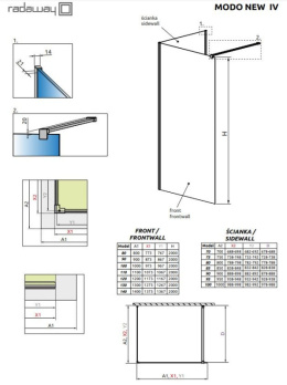 Wpisz KOD: PROMO - 10% Radaway Modo New Black IV Walk-In ścianka prysznicowa 130 cm frontowa czarny mat/szkło przezroczyste 389634-54-01