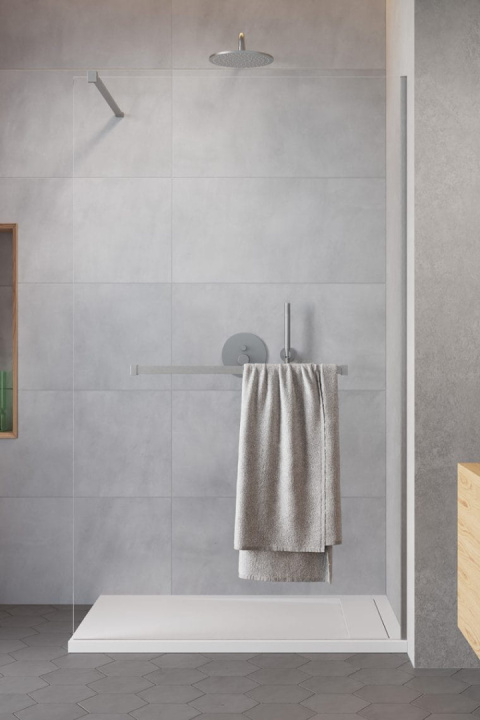 Wpisz KOD: PROMO - 10% Radaway Modo New II kabina prysznicowa Walk-In z wieszakiem szczotkowany nikiel/szkło przezroczyste 389094-91-01W