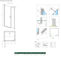 Radaway Nes 8 Black DWS drzwi prysznicowe 69,1 cm wnękowe lewe czarny mat/szkło przezroczyste 10078110-54-01L