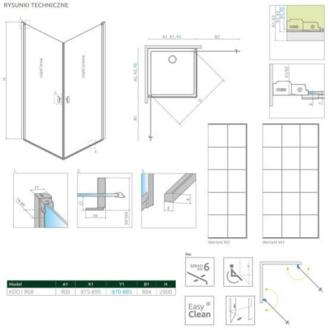 Radaway Nes Black KDD I drzwi prysznicowe 90 cm lewe czarny mat/szkło Factory 10021090-54-55L