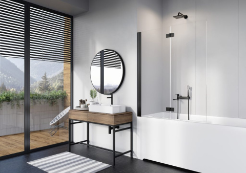 Radaway Nes Black PND I parawan nawannowy 100 cm prawy czarny mat/szkło przezroczyste 10010100-54-01R