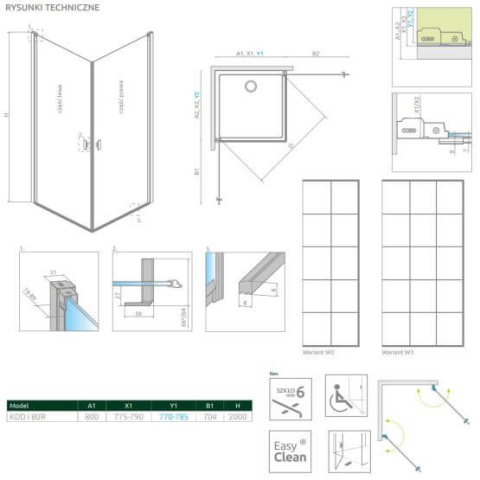 Radaway Nes Black Walk-in II ścianka prysznicowa 90 cm czarny mat/szkło factory 10013090-54-55