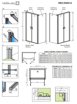 Radaway Nes DWD+S drzwi prysznicowe 100 cm chrom/szkło przezroczyste 10034100-01-01