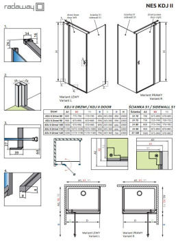 Radaway Nes KDJ II drzwi prysznicowe 110 cm lewe chrom/szkło przezroczyste 10032110-01-01L