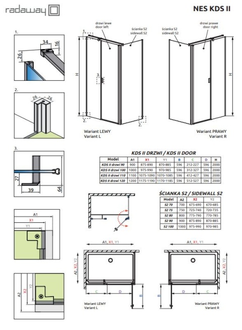 Radaway Nes KDS II drzwi prysznicowe 110 cm prawe chrom/szkło przezroczyste 10033110-01-01R