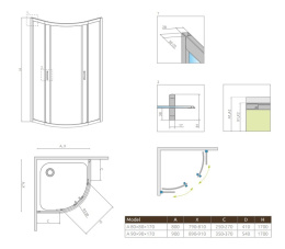 Radaway Premium Plus A 1700 kabina prysznicowa 90x90 cm półokrągła chrom/szkło grafitowe 30401-01-05N