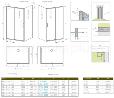 Radaway Premium Pro Black KDJ drzwi prysznicowe 120 cm rozsuwane czarny mat/szkło przezroczyste 1015120-54-01R
