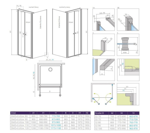 Wpisz KOD: PROMO - 10% Radaway Eos DWD+S drzwi prysznicowe 80 cm chrom/szkło przezroczyste 13799490-01