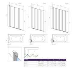 Wpisz KOD: PROMO - 10% Radaway Eos PNW5 parawan nawannowy 107 cm chrom/szkło przeroczyste 1205501-101