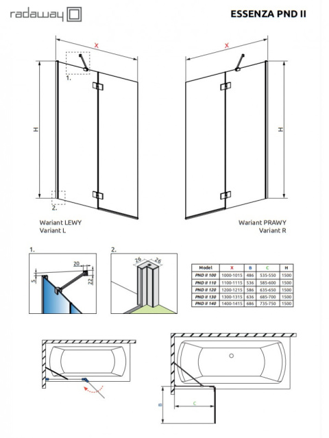 Wpisz KOD: PROMO - 10% Radaway Essenza New Black PND II parawan nawannowy 100 cm prawy czarny mat/szkło przezroczyste 110002100-54-01R