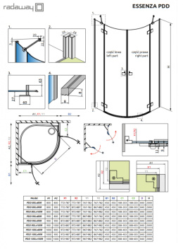 Wpisz KOD: PROMO - 10% Radaway Essenza New KDD kabina prysznicowa część lewa 100x100 cm kwadratowa 1385062-01-01L