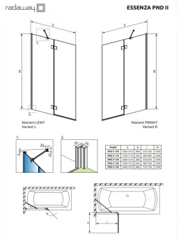 Wpisz KOD: PROMO - 10% Radaway Essenza New PND II parawan nawannowy 120 cm prawy chrom/szkło przezroczyste 110002120-01-01R
