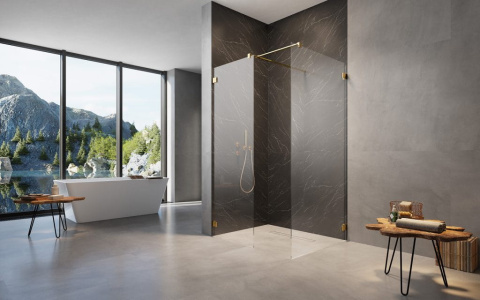 Radaway Essenza Pro Gold Walk-In ścianka prysznicowa 100 cm wolnostojąca złoty połysk/szkło przezroczyste 10103100-09-01