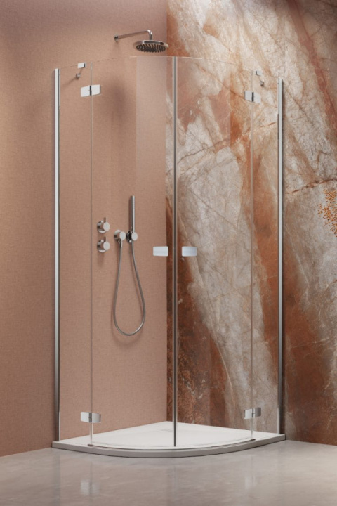 Wpisz KOD: PROMO - 10% Radaway Fuenta Chrome PDD kabina prysznicowa część lewa 80 cm półokrągła chrom połysk/szkło przezroczyste 1384002-01-01L