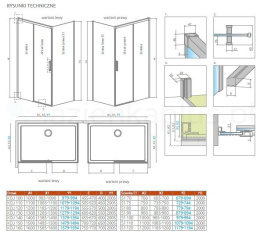 Wpisz KOD: PROMO - 10% Radaway Furo Black PND II drzwi parawanu 53,8 cm lewe czarny mat/szkło przezroczyste 10109538-54-01L