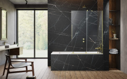 Wpisz KOD: PROMO - 10% Radaway Furo Brushed Gold PND II drzwi parawanu 53,8 cm prawe złoty szczotkowany/szkło przezroczyste 10109538-99-01R