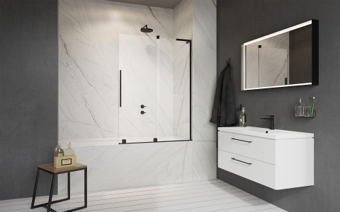 Wpisz KOD: PROMO - 10% Radaway Furo SL Black PND II drzwi parawanu 53,8 cm prawe czarny mat/szkło przezroczyste 10309538-54-01R