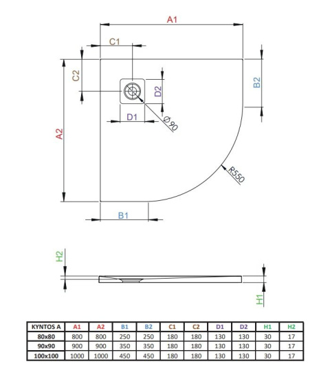 Wpisz KOD: PROMO - 10% Radaway Kyntos A brodzik 100x100 cm półokrągły biały HKA100100-04