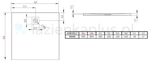 Radaway Kyntos C brodzik 100x100 cm kwadratowy konglomeratowy szary HKC100100-74