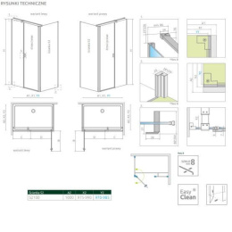 Radaway Nes 8 Black DWD II ścianka prysznicowa 100 cm czarny mat/szkło przezroczyste 10080100-54-01