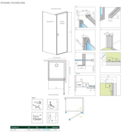 Radaway Nes 8 Black KDJ I Frame ścianka prysznicowa 90 cm boczna S1 czarny mat/szkło przezroczyste 10089090-54-56