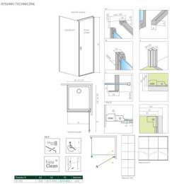 Radaway Nes 8 Black S1 ścianka prysznicowa 90 cm boczna czarny mat/szkło Factory 10089090-54-55