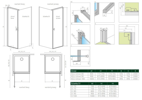Radaway Nes Black DWJ I drzwi prysznicowe 70 cm prawe czarny mat/szkło przezroczyste 10026070-54-01R