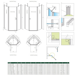 Radaway Nes Black PTJ drzwi prysznicowe 59,6 cm prawe czarny mat/szkło przezroczyste 10052000-54-01R