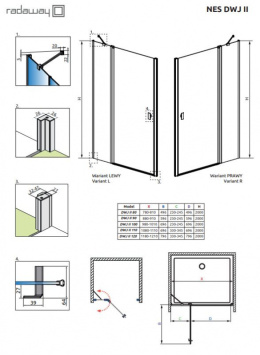 Radaway Nes DWJ II drzwi prysznicowe 90 cm wnękowe lewe chrom/szkło przezroczyste 10036090-01-01L