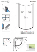 Radaway Nes PDD I kabina prysznicowa część prawa 90x90 cm półokrągła chrom połysk/szkło przezroczyste 10020090-01-01R