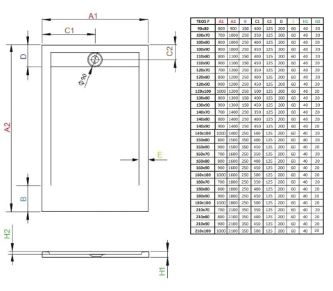 Radaway Teos F brodzik 100x90 cm prostokątny antracyt HTF10090-64
