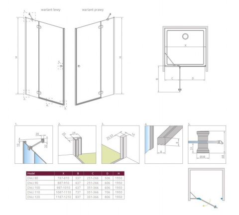 Radaway Torrenta DWJ drzwi prysznicowe 100 cm wnękowe prawe chrom/szkło przezroczyste 132020-01-01