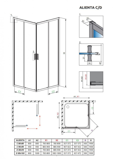Wpisz KOD: PROMO - 10% Radaway Alienta D kabina prysznicowa 100x80 cm prostokątna czarny mat/szkło przezroczyste 10258010-54-01