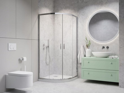 Wpisz KOD: PROMO - 10% Radaway Alienta E kabina prysznicowa 80x90 cm półokrągła chrom/szkło przezroczyste 10248090-01-01